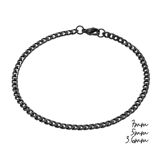 Bracelet Chaîne Gourmette – Acier Inoxydable Noir