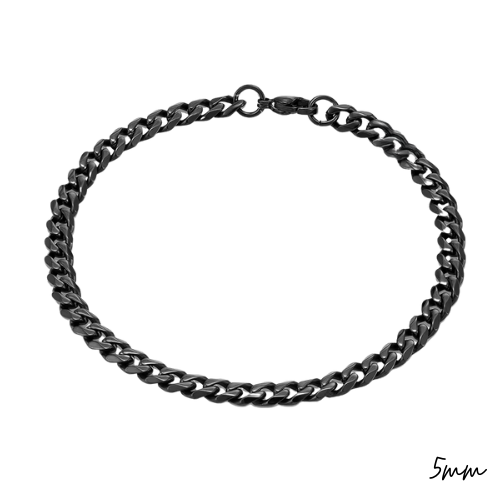 Bracelet Chaîne Gourmette – Acier Inoxydable Noir
