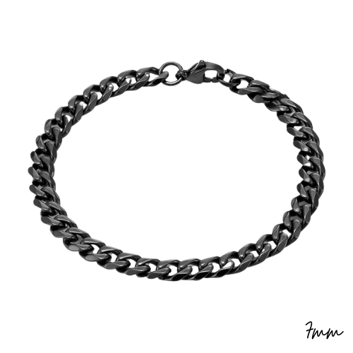 Bracelet Chaîne Gourmette – Acier Inoxydable Noir