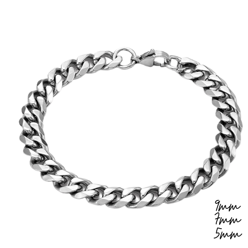 Bracelet Chaîne Gourmette – Acier Inoxydable Argenté