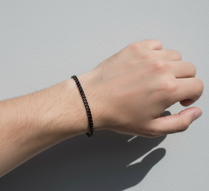 Bracelet Chaîne Gourmette – Acier Inoxydable Noir
