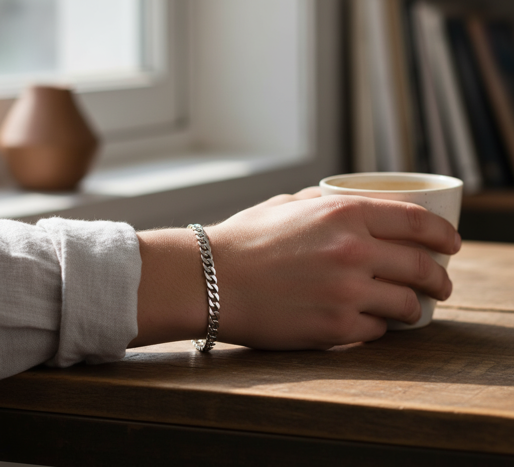 Bracelet Chaîne Gourmette – Acier Inoxydable Argenté